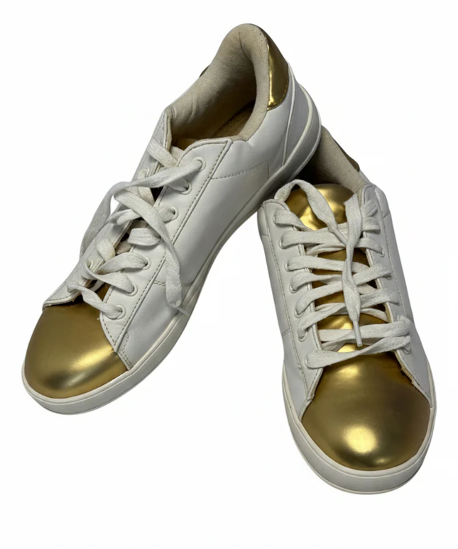 LEFTMAN White and Gold Low Top Sneakers