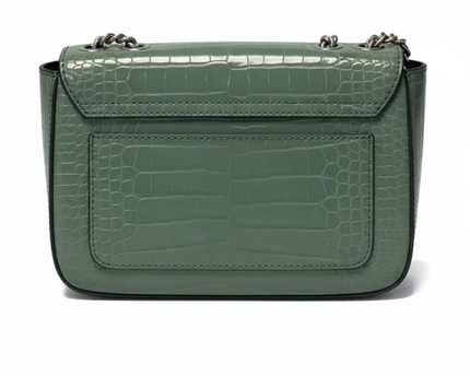 Charles & Keith Sage Green Croc-Effect Chain Strap Bag W/TAG