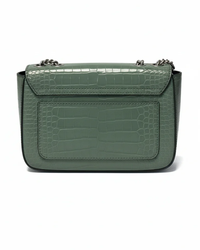 Charles & Keith Sage Green Croc-Effect Chain Strap Bag W/TAG