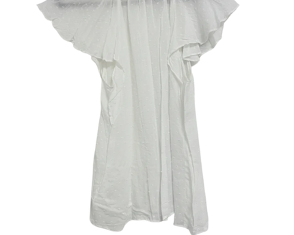 H&M White Swiss Dot Flutter Sleeve Blouse
