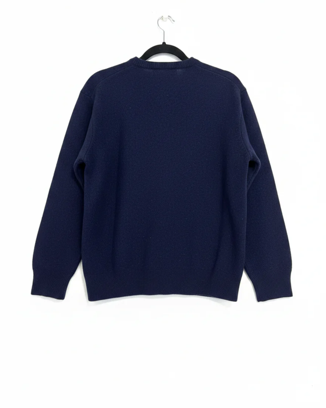 GANT Navy Blue V-Neck Lambswool Sweater