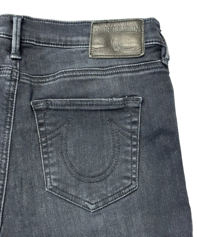 True Religion Dark Gray Halle Mid Rise Super Skinny Jeans