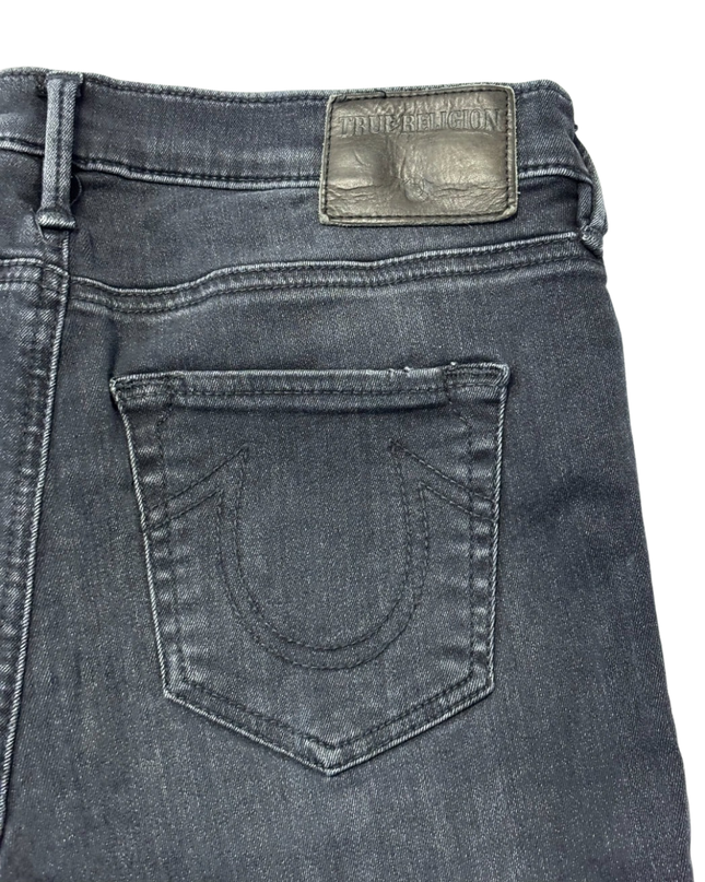 True Religion Dark Gray Halle Mid Rise Super Skinny Jeans