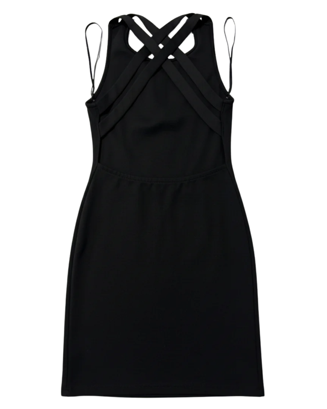 Forever 21 Black Criss-Cross Open Back Bodycon Mini Dress
