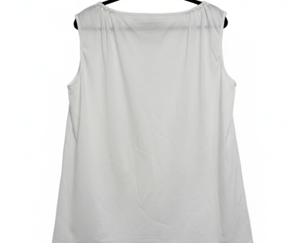 Prada White Sleeveless Top with Silk Ruffle Front