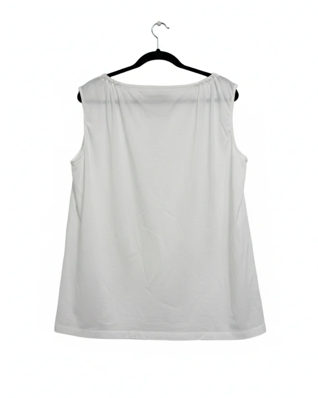 Prada White Sleeveless Top with Silk Ruffle Front