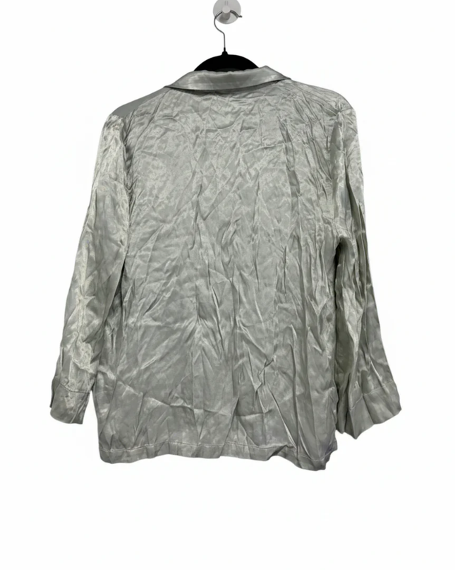 Oysho Sage Green Silky Viscose Button-Down Blouse W/Tags