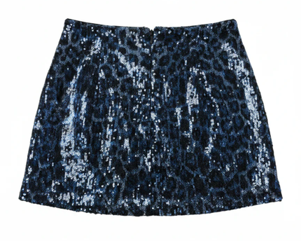 Zara Blue Sequin Animal Print Mini Skirt W/Tags