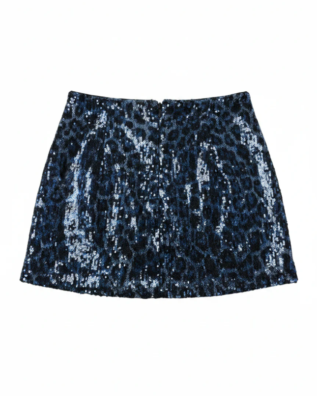 Zara Blue Sequin Animal Print Mini Skirt W/Tags