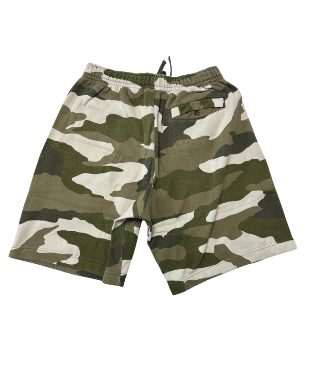 Nike Green Camo Print Fleece Sweat Shorts - S | Waist: 28"