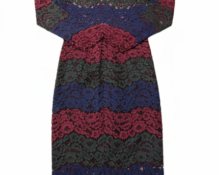 Sandro Multicolor Floral Lace Crop Top and Midi Skirt Set