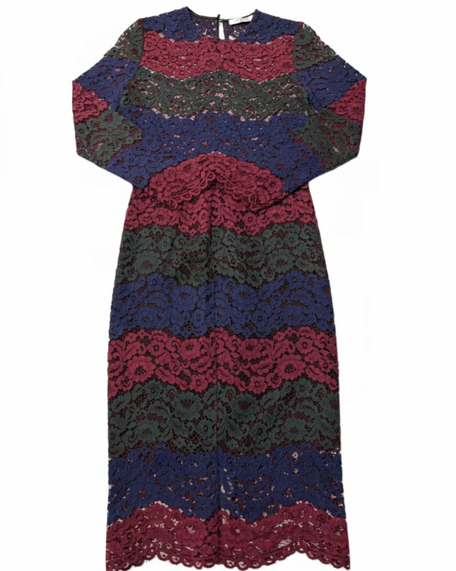 Sandro Multicolor Floral Lace Crop Top and Midi Skirt Set