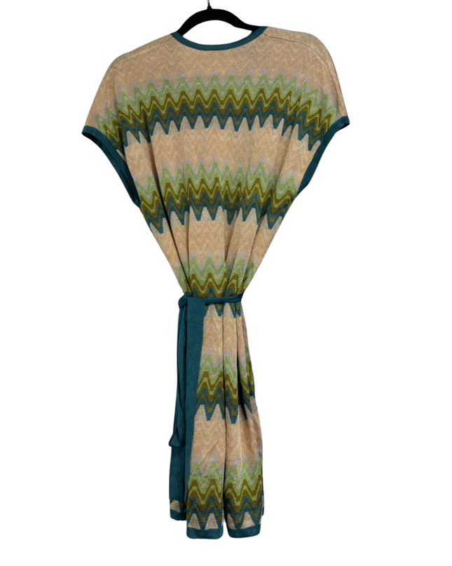 Missoni Green Zigzag Knit Tie-Waist Overcoat W/Tags