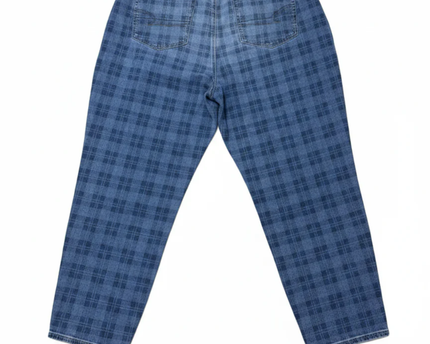 American Eagle Blue Plaid Relaxed Stretch Jeans