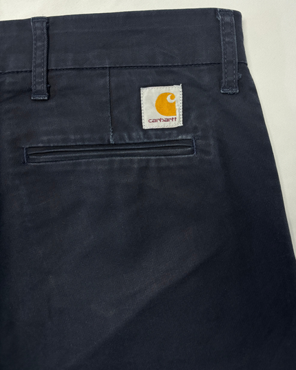 Carhartt WIP Sid Navy Blue Slim Fit Chino Pants - L | Waist: 34"