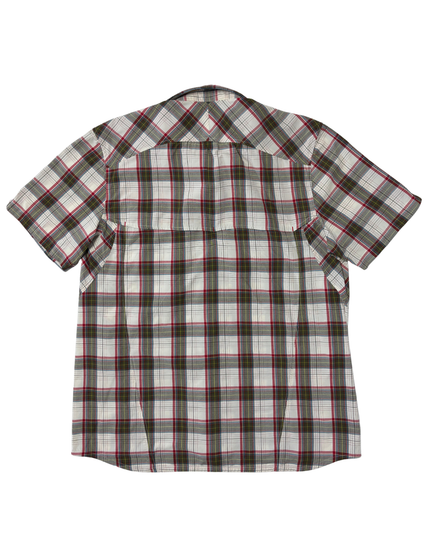 Adidas Red & Olive Plaid ClimaLite Short Sleeve Button-Up Shirt