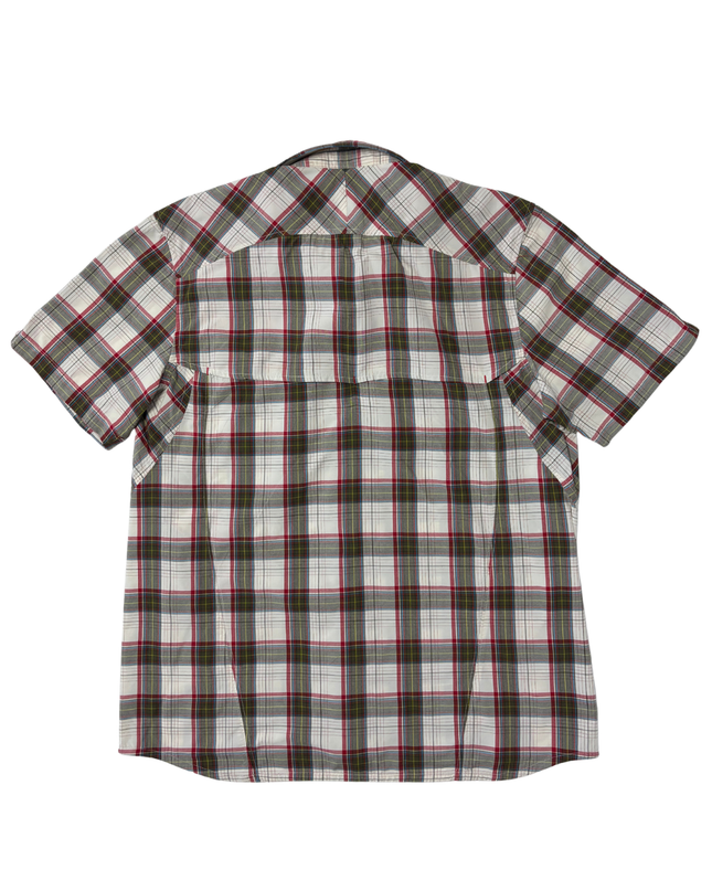Adidas Red & Olive Plaid ClimaLite Short Sleeve Button-Up Shirt