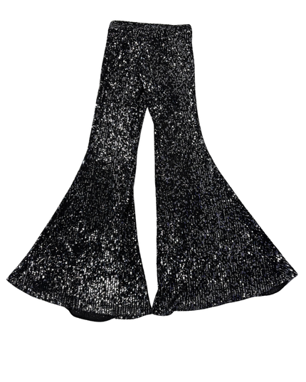 Zara Black Sequin Tailored Blazer and Flared Pants Suit Set