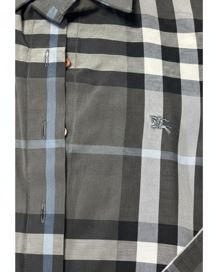 Burberry Grey Nova Check Long Sleeve Button-Down Shirt