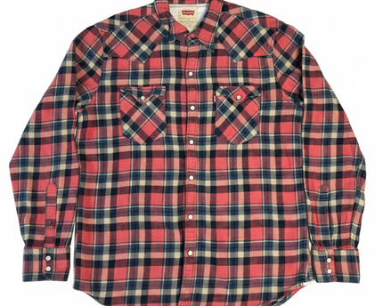 Levi's Red/Blue Plaid Slim Fit Flannel Western Shirt