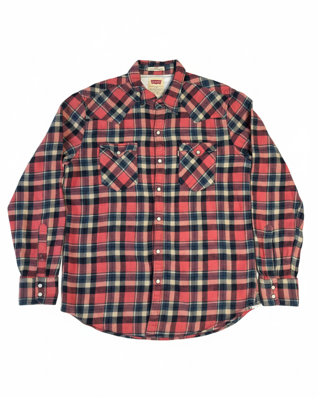 Levi's Red/Blue Plaid Slim Fit Flannel Western Shirt