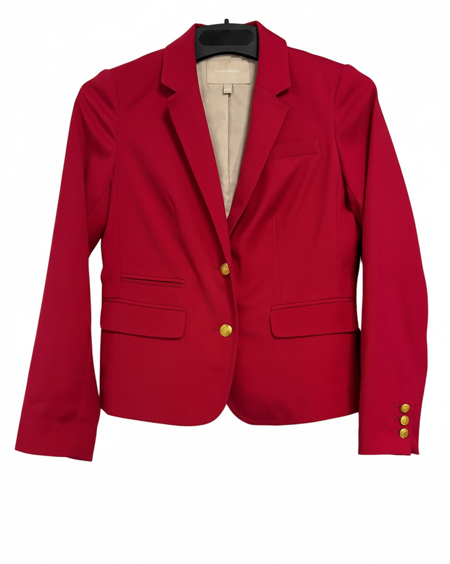 Banana Republic Red with Gold Crest Buttons Tailored Blazer