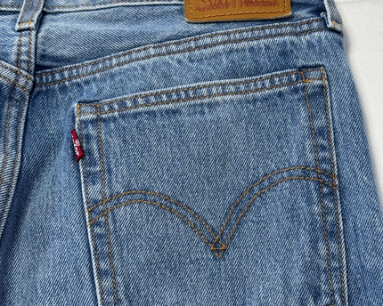 Levi's Blue Wedgie Straight Raw Hem Jeans