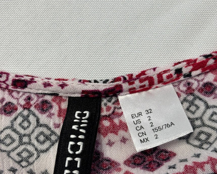 H&M Red/White/Black Patterned Boho Mini Dress