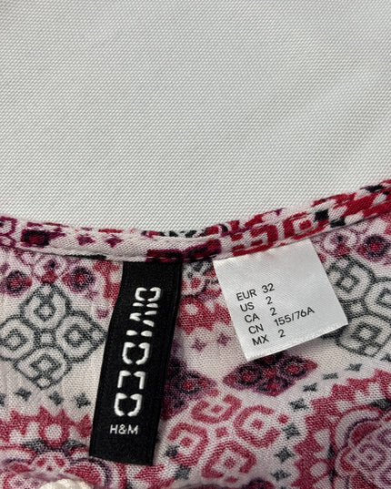 H&M Red/White/Black Patterned Boho Mini Dress