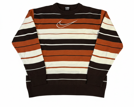 Nike Brown/Orange/White Striped Knit Sweater