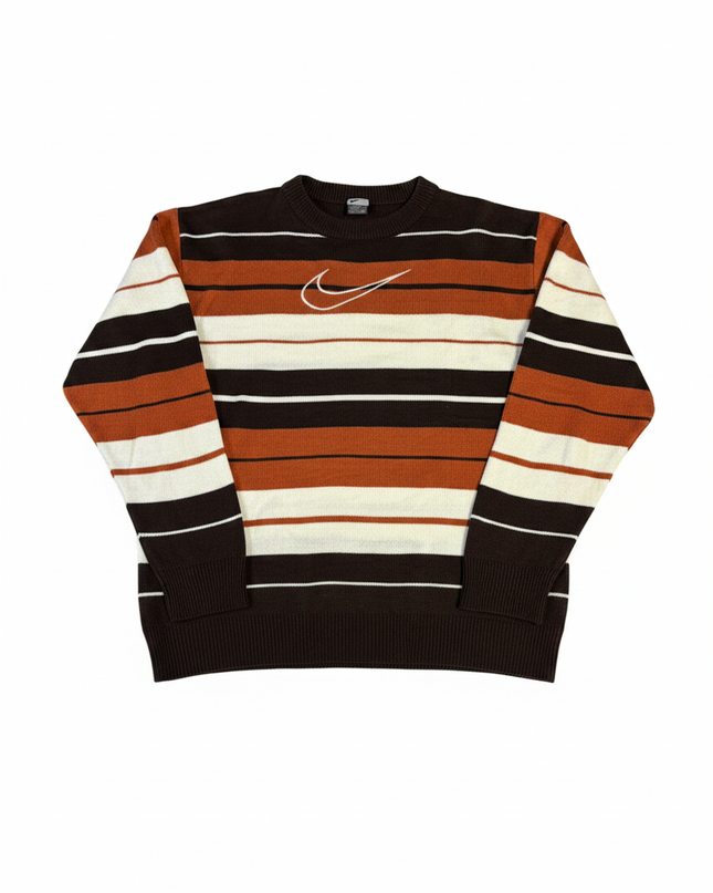 Nike Brown/Orange/White Striped Knit Sweater