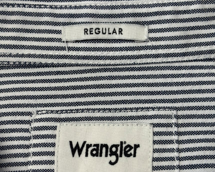 Wrangler Blue and White Striped Button-Down Shirt
