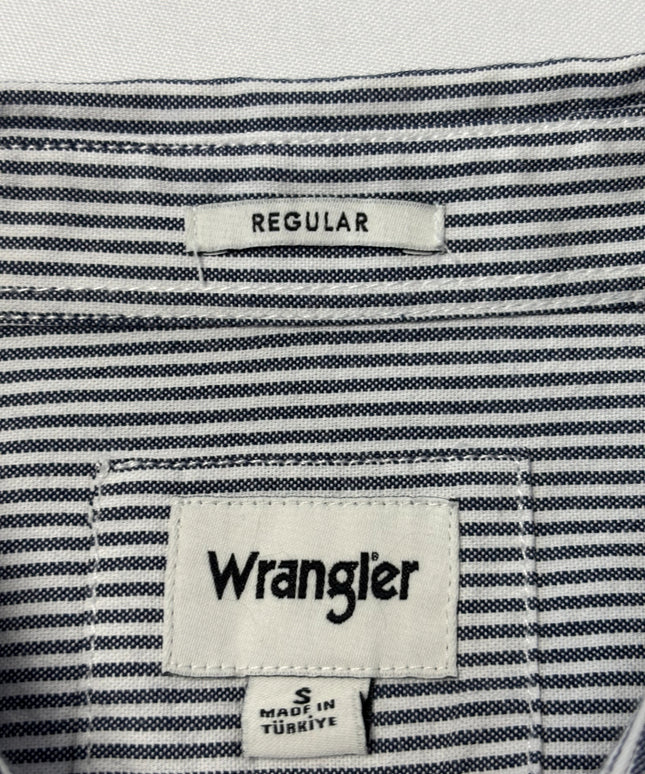 Wrangler Blue and White Striped Button-Down Shirt