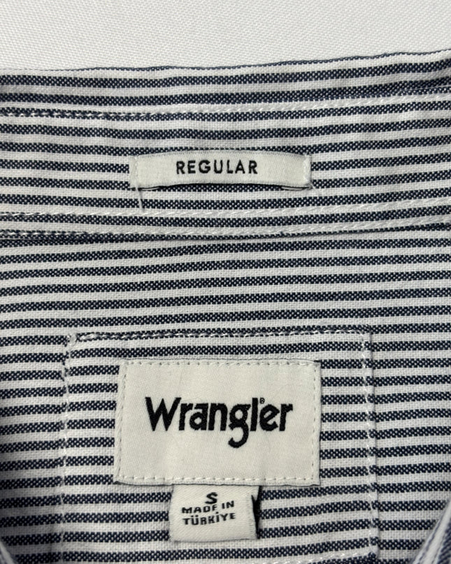 Wrangler Blue and White Striped Button-Down Shirt