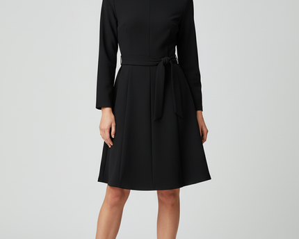 Zara Black Belted Long Sleeve Mini Dress