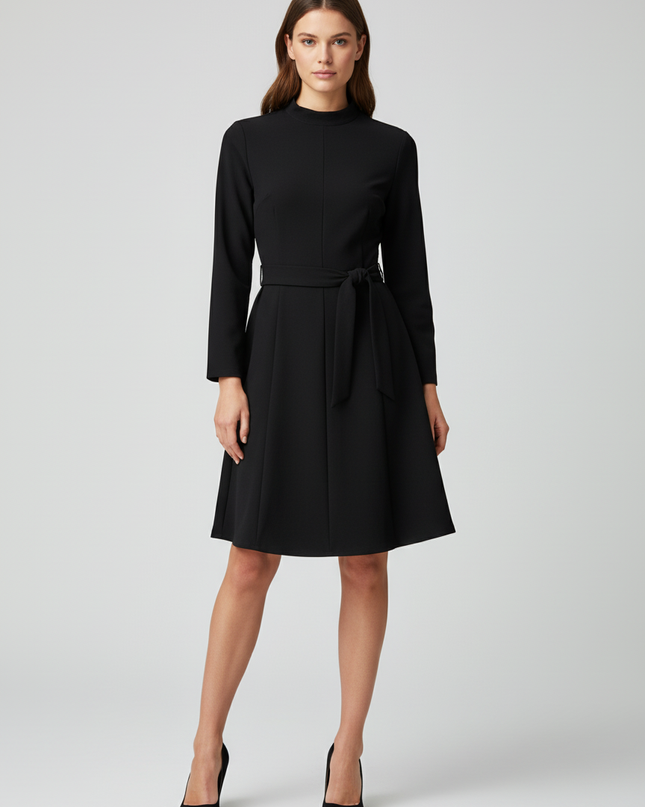 Zara Black Belted Long Sleeve Mini Dress