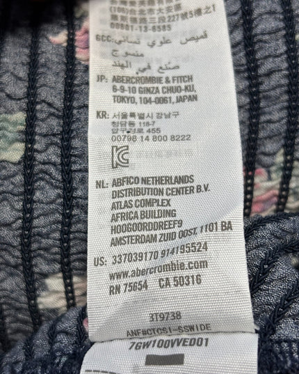 Abercrombie & Fitch Navy Blue Floral Smocked Off-Shoulder Crop Top