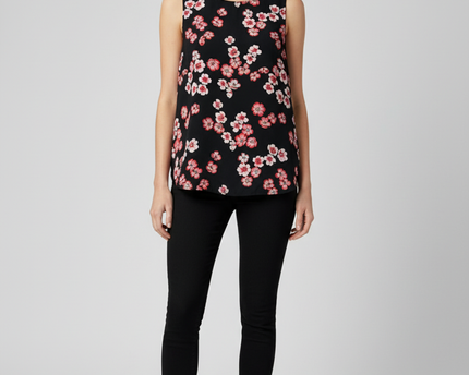 Forever 21 Black Floral Print Sleeveless Top