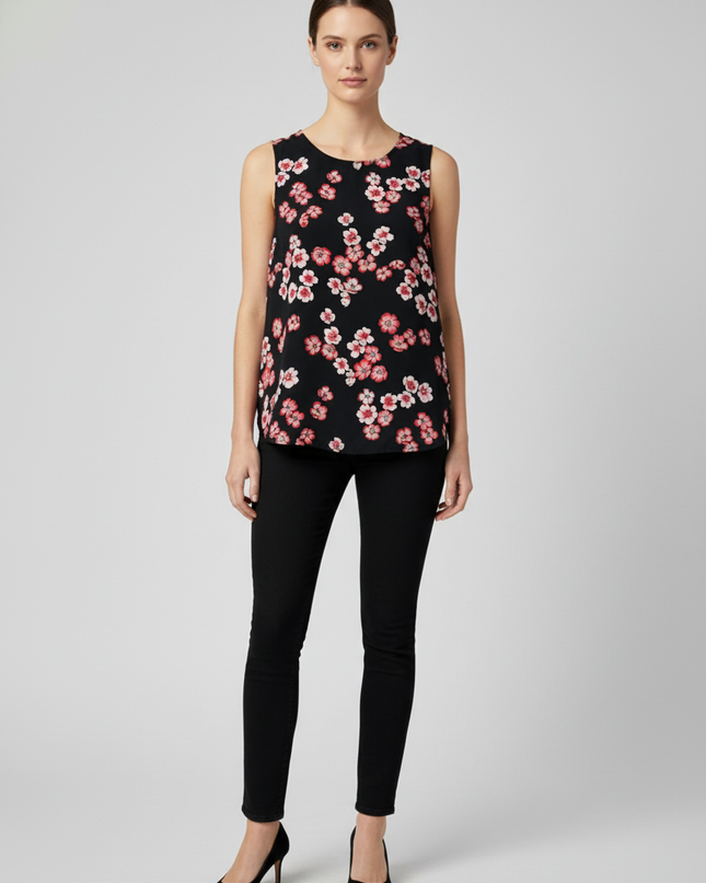 Forever 21 Black Floral Print Sleeveless Top
