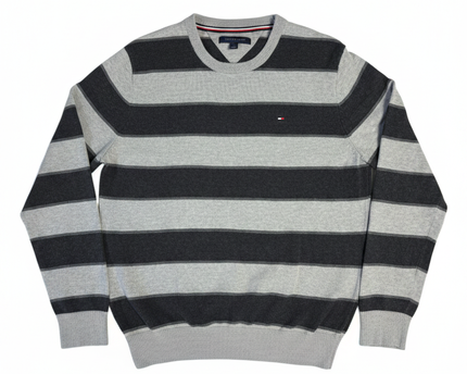 Tommy Hilfiger Grey Striped Crew Neck Sweater