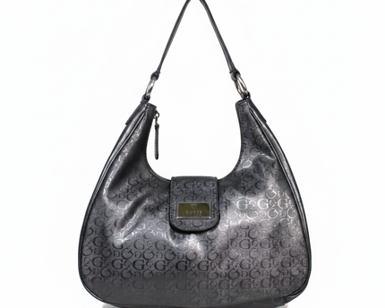 Guess Black Metallic Monogram Shoulder Bag