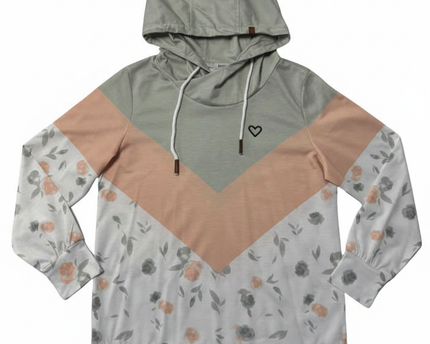 MISSLOOK Multi-color Floral Colorblock Hoodie