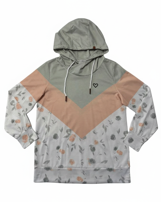 MISSLOOK Multi-color Floral Colorblock Hoodie