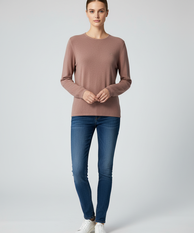 Burberry Dusty Rose Fine Knit Crew Neck Sweater