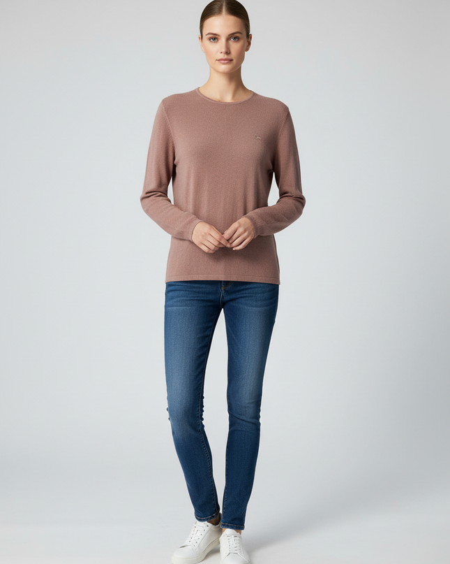 Burberry Dusty Rose Fine Knit Crew Neck Sweater