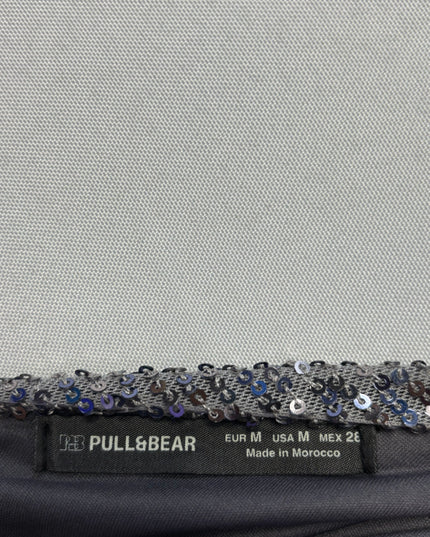 Pull & Bear Silver Sequin One-Shoulder Maxi Dress