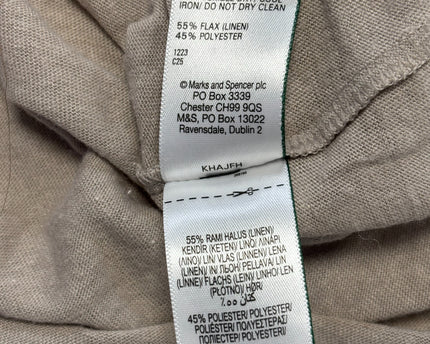 M&S Fawn Linen Blend Split Neck Tie Top