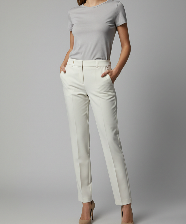 LC Waikiki Classic White Tapered Dress Trousers