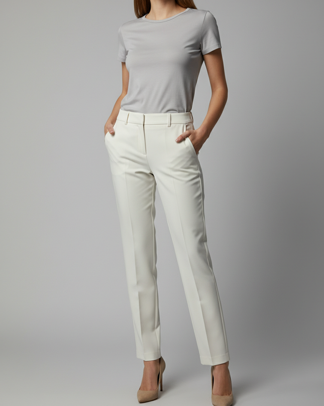 LC Waikiki Classic White Tapered Dress Trousers