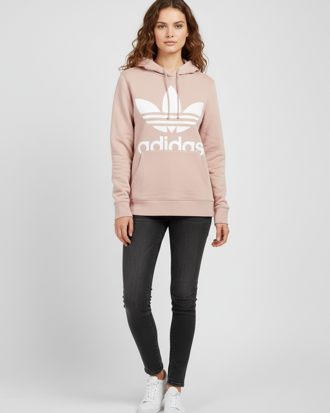 Adidas Pink Trefoil Graphic Pullover Hoodie